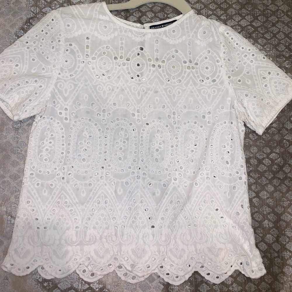 Brandy Melville, white crop top with mini holes